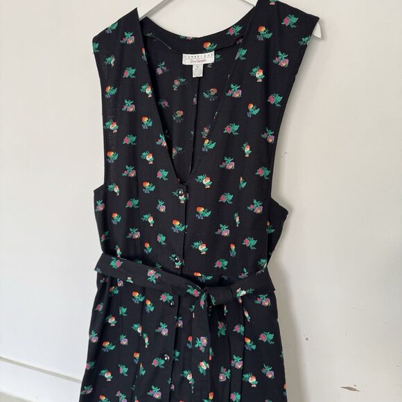 Vintage 80's Dress Cambridge Dry Goods Floral Pinafore Cottagecore Prairie Large - Picture 4 of 12